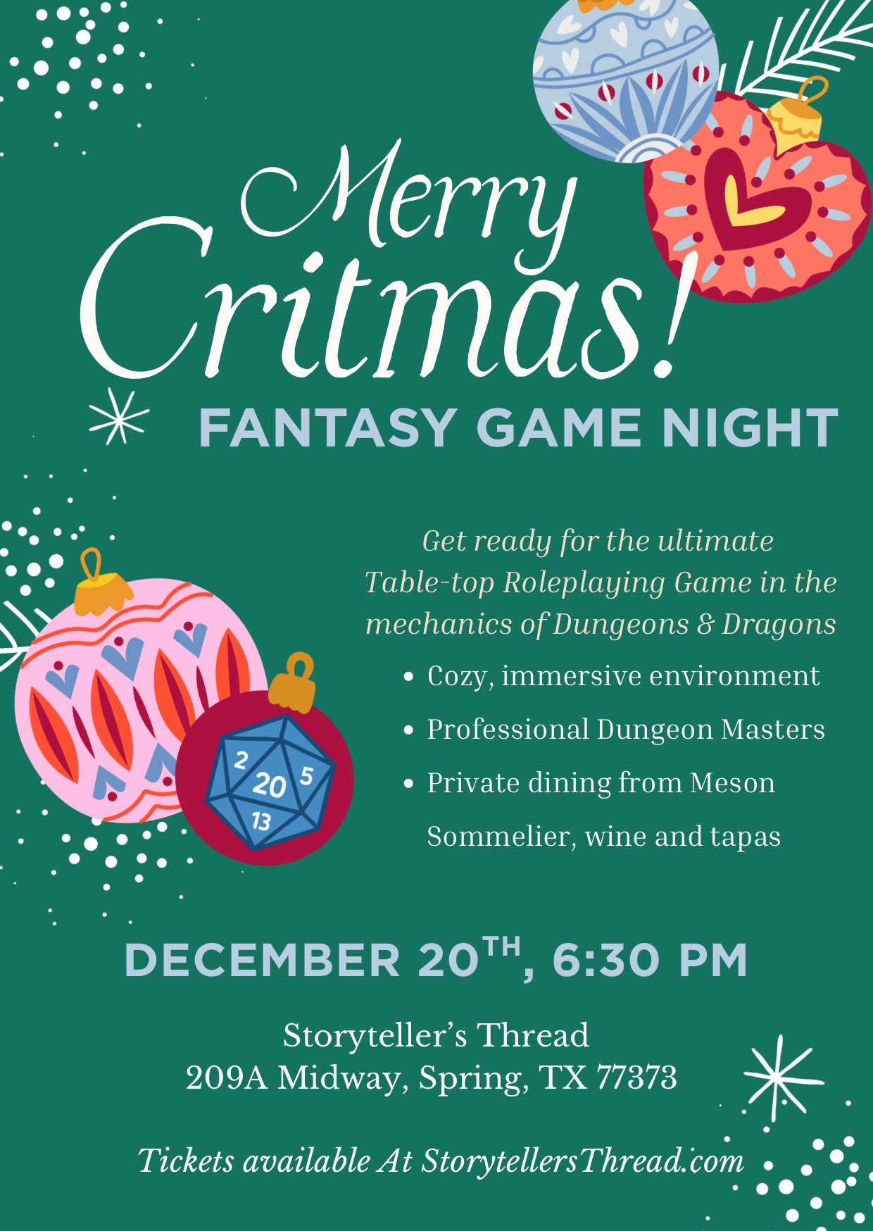 Holiday Fantasy Game Night