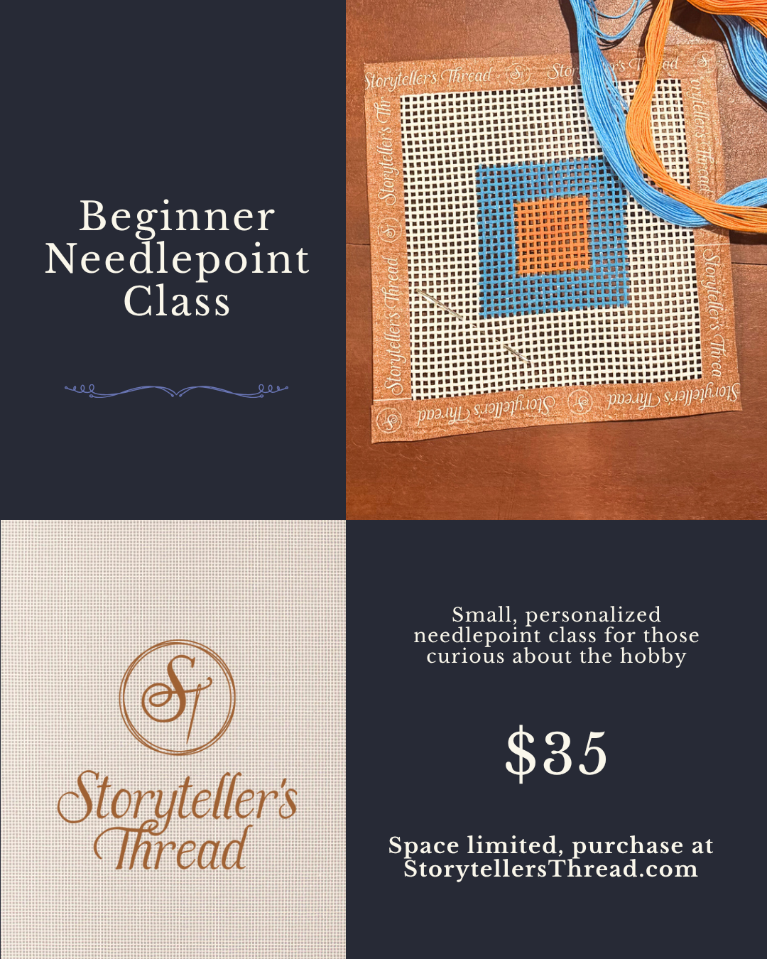 Beginner Needlepoint: Small Group Class of 6
