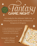 Fantasy Game Night, July 18th at 6:30 PM